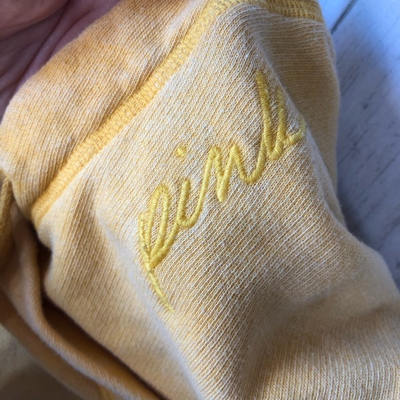 PINK Victoria’s Secret Vintage Wash Fleece Hoodie Yellow Pullover size Medium - Picture 7 of 9
